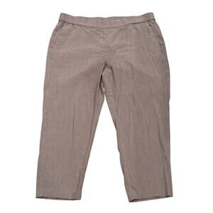 J Jill Linen Stretch Cropped Pants Taupe Women Large P Chic Workwear Summer